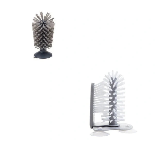 Creative suction wall lazy cup brush for glass and kitchen cleaning with dual-head design