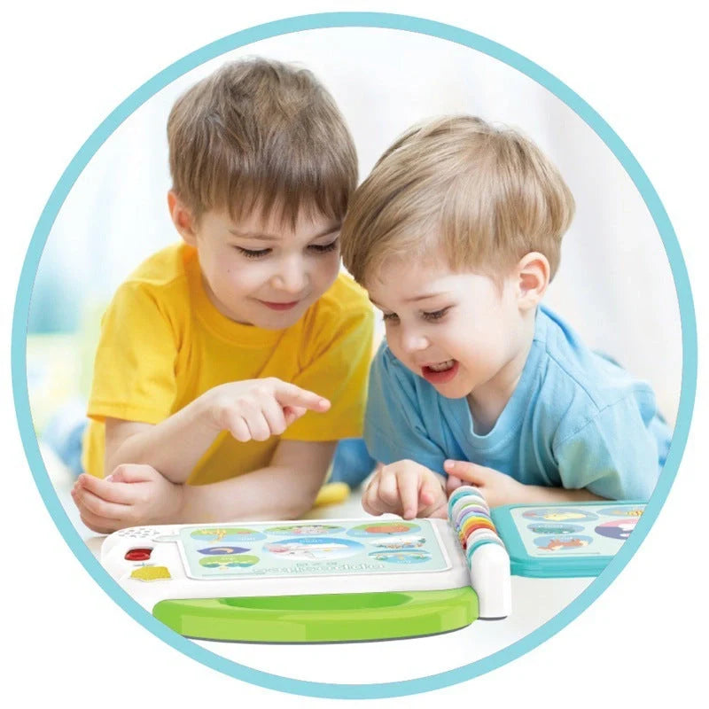 Educational English Kids Intelligent Book Learning Machine with Bluetooth in pink, red, and green