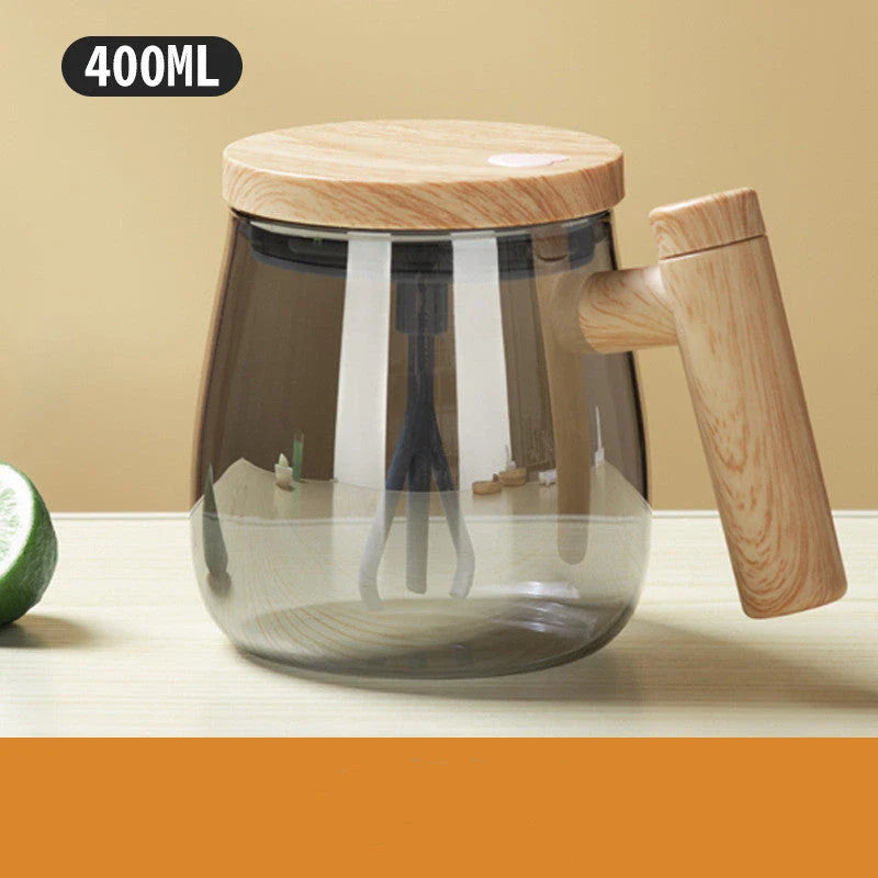 Automatic self-stirring coffee mug in various colors, with electric mixing mechanism for effortless drink preparation