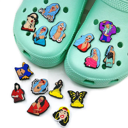 Removable cartoon shoe sticker in PVC with picture colour shoe flower design for decorating shoes