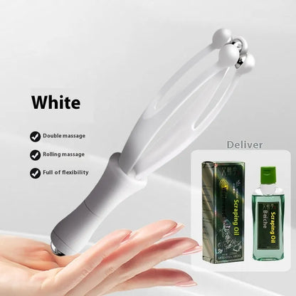 Blue and white steel ball finger massager with electroplated rollers for hand joint care
