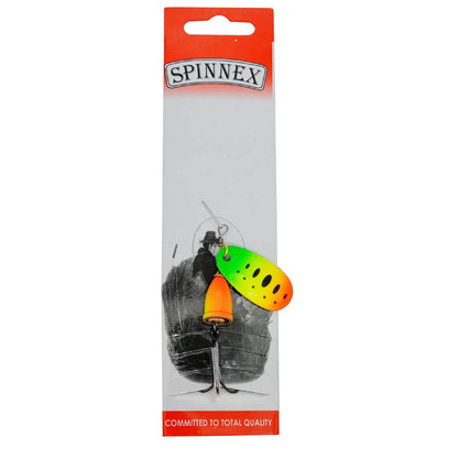 R composite rotating sequins copper bell fishing lure in seven colours showing 3# size and metal construction