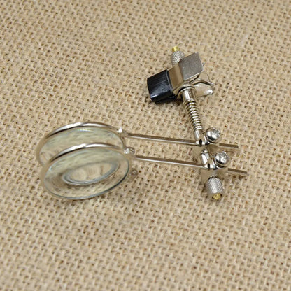 Reading glasses mirror attachment double clip with metal bracket and glass lens