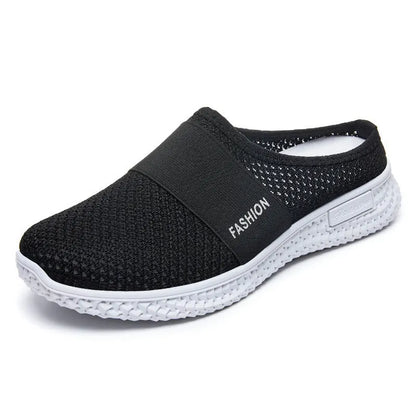 Women's casual flat shoes with mesh upper and hollow out design in black, grey, pink or purple