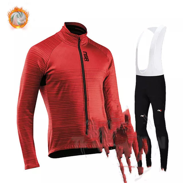 Winter cycling jersey with moisture-wicking technology and memory fabric for cold weather rides
