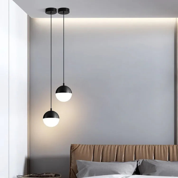 Nordic style hanging ceiling light with iron and glass build and 15cm gold hanging wire for bedroom or bedside use