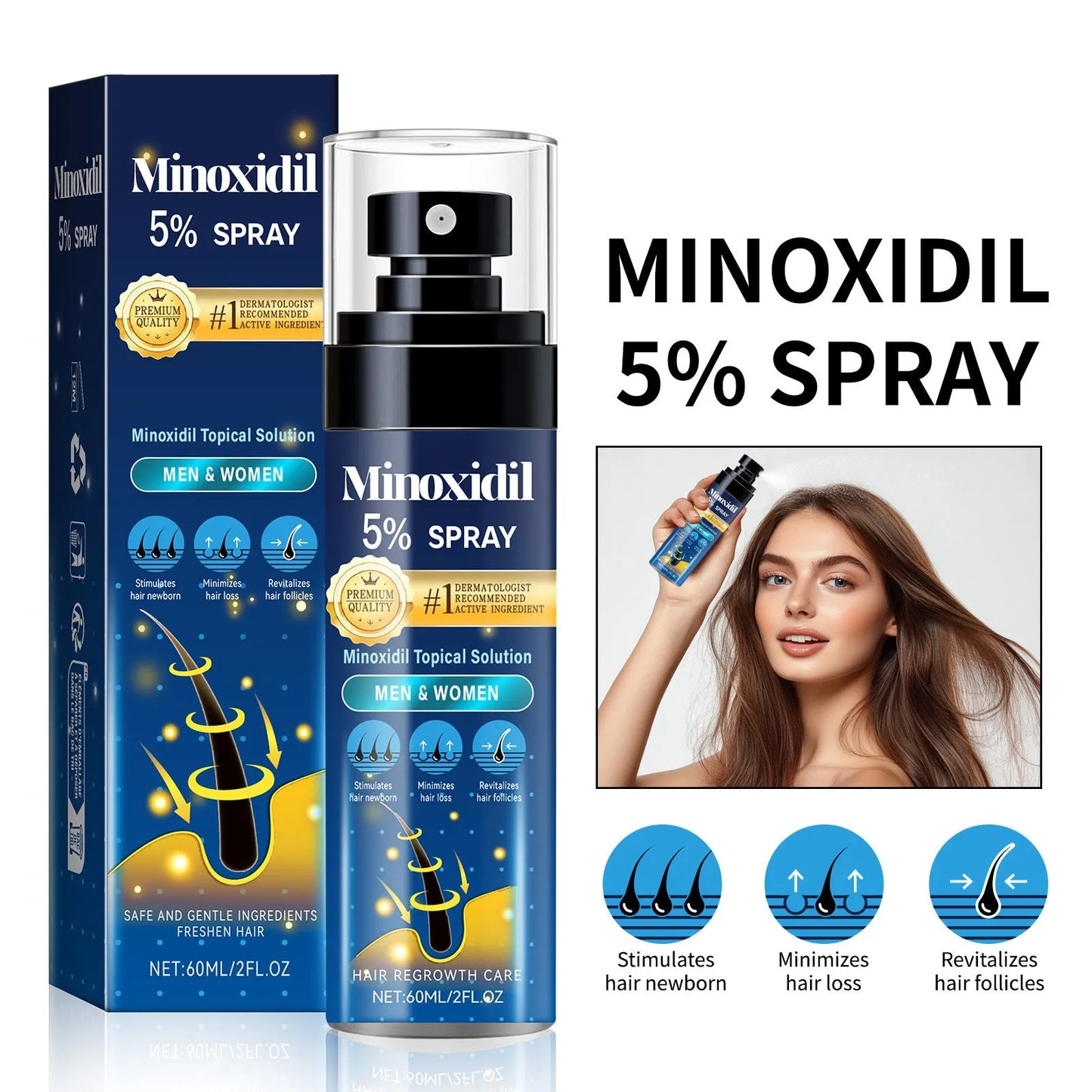 60ml white hair spray bottle for thinning hair and moisturising treatment