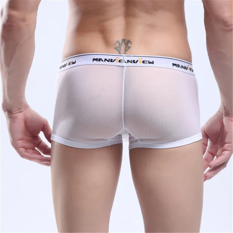 Men's mesh boxer shorts in solid colours with breathable fabric construction