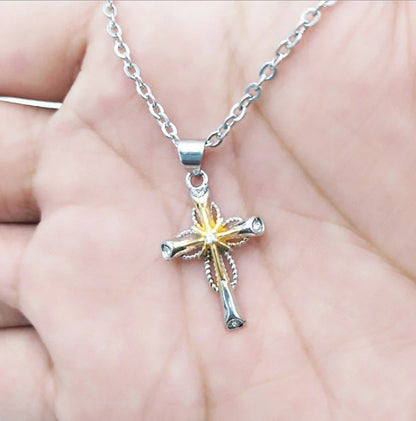 Stylish octagonal star cross alloy pendant with silver finish on a ring chain