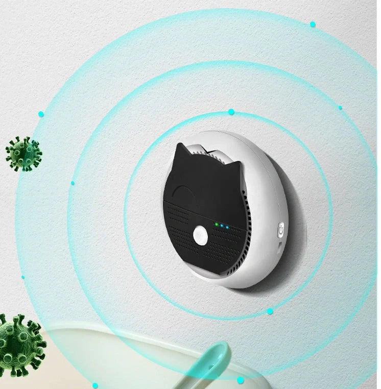 Compact white pet deodorant air purifier for cat litter boxes with USB charging