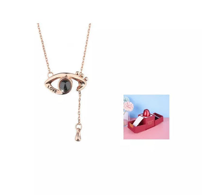 Valentine's Day Metal Rose Jewelry Gift Box Necklace with adjustable crystal necklace and maroon gift box