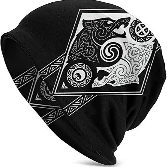 Viking totem wolf print double-layer elastic sleeve cap in various colours for hip hop street dance