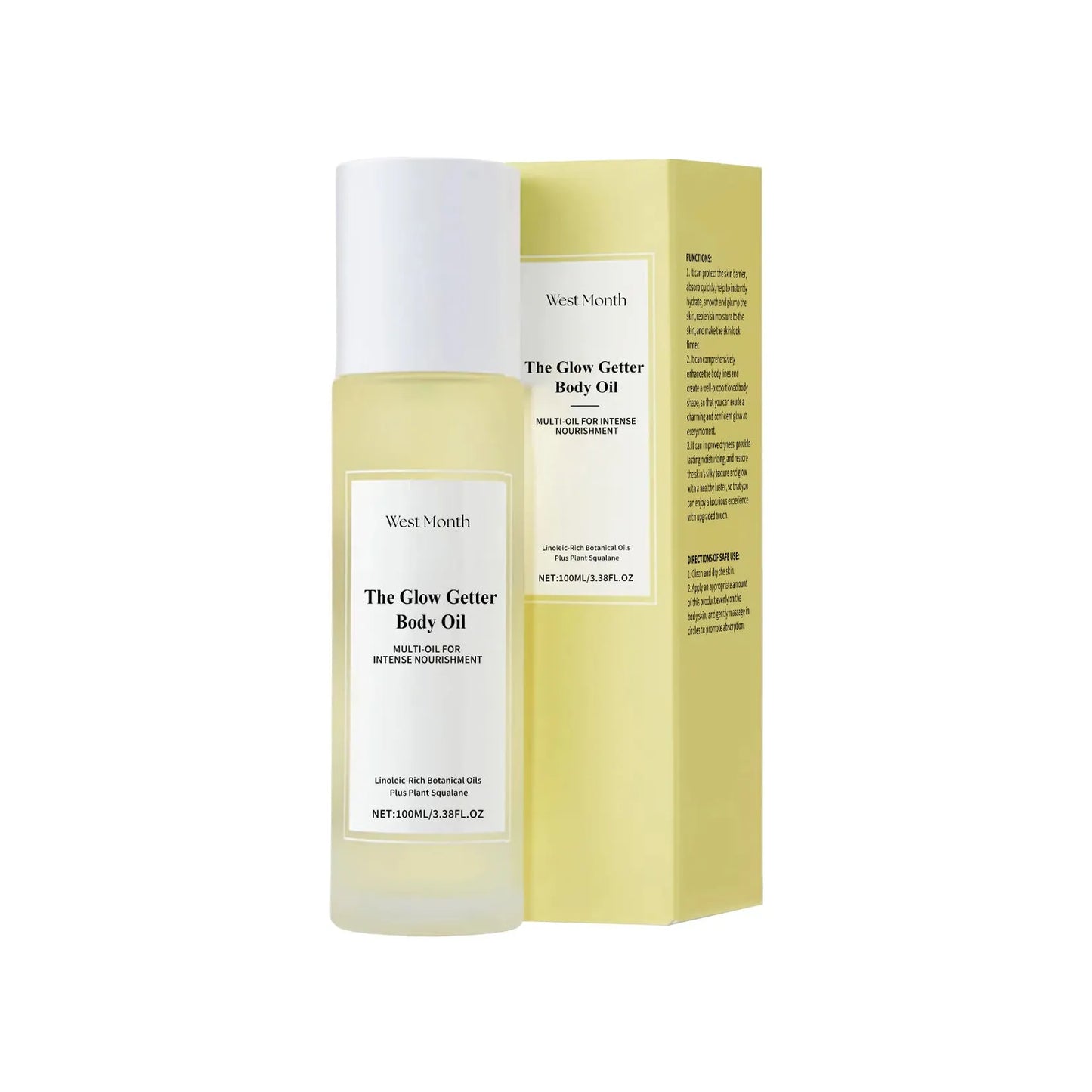 Body care kit with skincare oil bottle and moisturising cream jar for nourishing and firming massage
