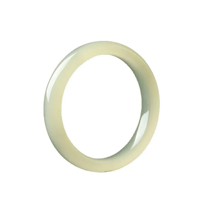 Ice silk jade round bar bracelet shown on a wrist, highlighting its smooth cylindrical shape and natural stone material.