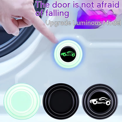 Silicone car door edge protector pads in black and luminous colours, 20mm diameter