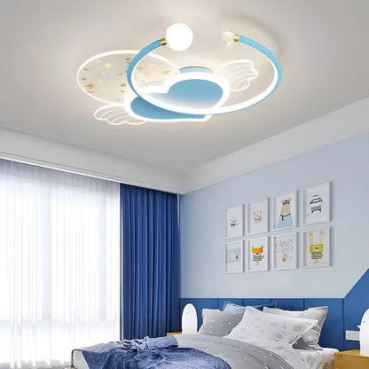 Children's bedroom ceiling lamp with moon star cloud design and adjustable LED lighting in blue colour option