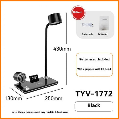 Intelligent wireless charging lamp with digital display time showing white or black colour options