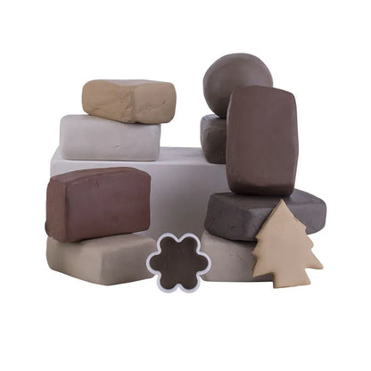 Polymer clay modelling set with twelve 500g colour blocks in a cartoon suitcase