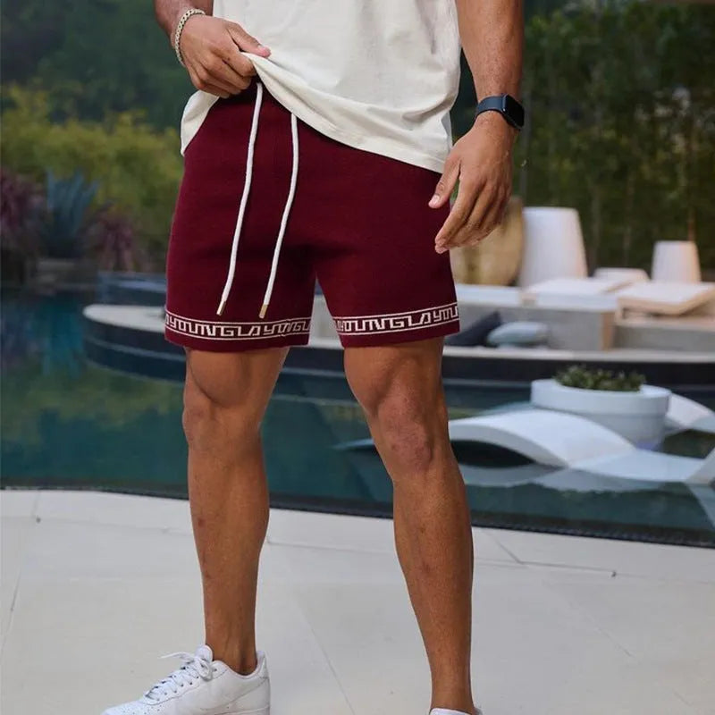 Men's underknee sports shorts in cotton-blend and polyester, mid-waist, loose fit, no liner, sizes S-2XL