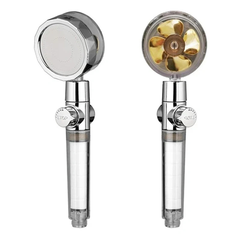 Turbo Propeller Shower Head with 360° fan extension and holder for a luxurious shower experience