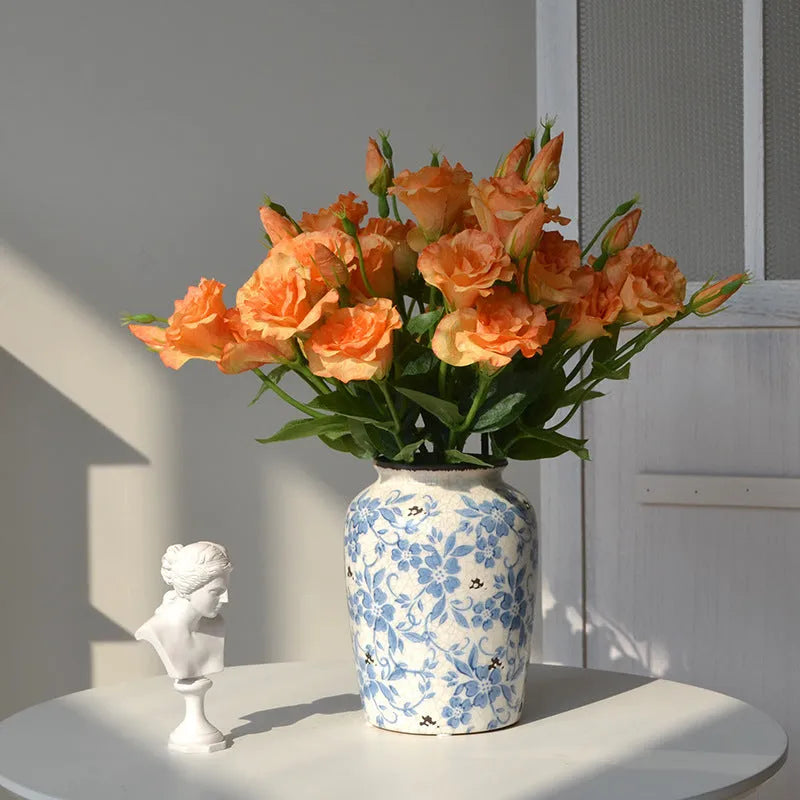 Silk artificial eustoma flower set with three blooms in five colour options for wedding and home decoration