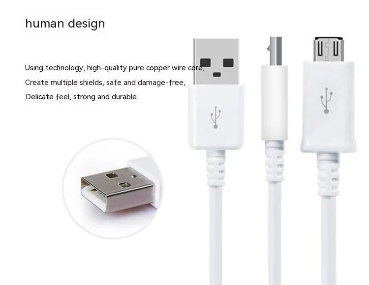 Android micro USB data cable 1 metre length black or white charging and sync cable