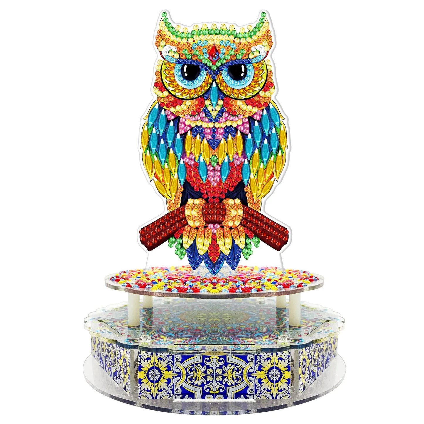 Handmade DIY diamond painting music box kit with light string and assembly tools for Halloween and Easter decoration