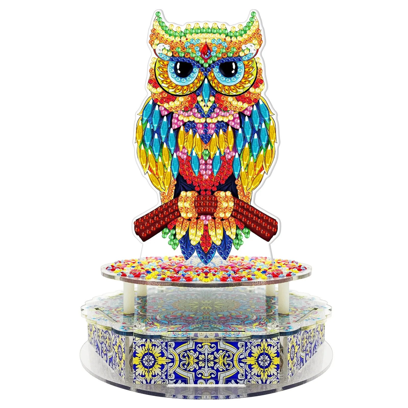 Handmade DIY diamond painting music box kit with light string and assembly tools for Halloween and Easter decoration