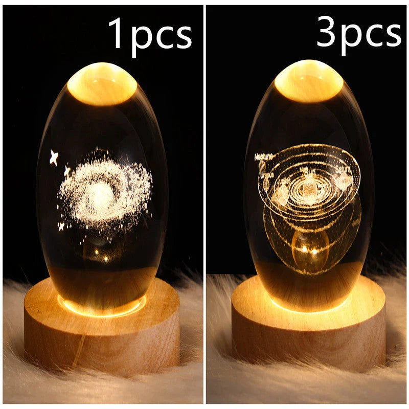 Enchanting galaxy crystal ball night light with 3D pattern, creating a mesmerizing celestial display for bedroom decor