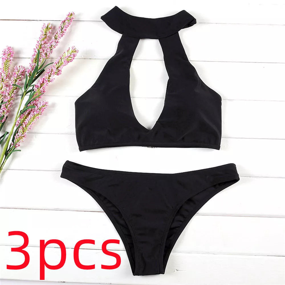 European and American bikini in black, made with cow milk silk fabric