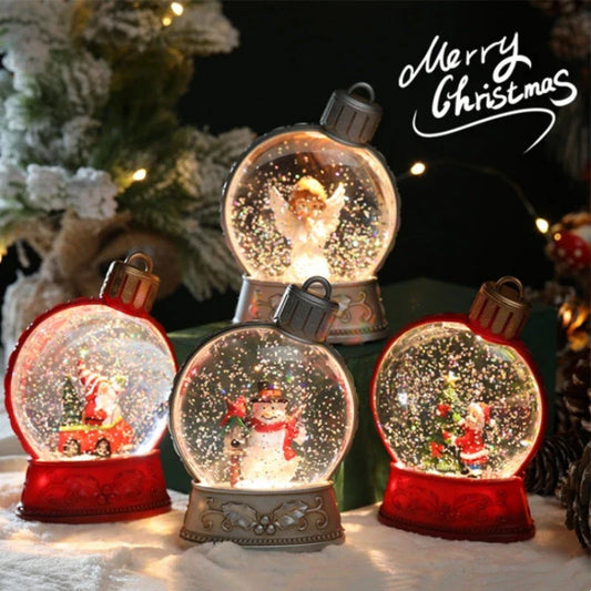 Realistic flame LED Christmas decoration lights with various designs including old man, snowman, kids tree, and angel