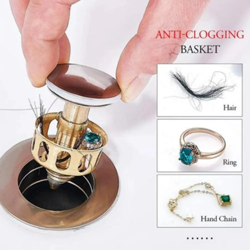 Copper manual press bounce filter element for single basin sink with white modern design