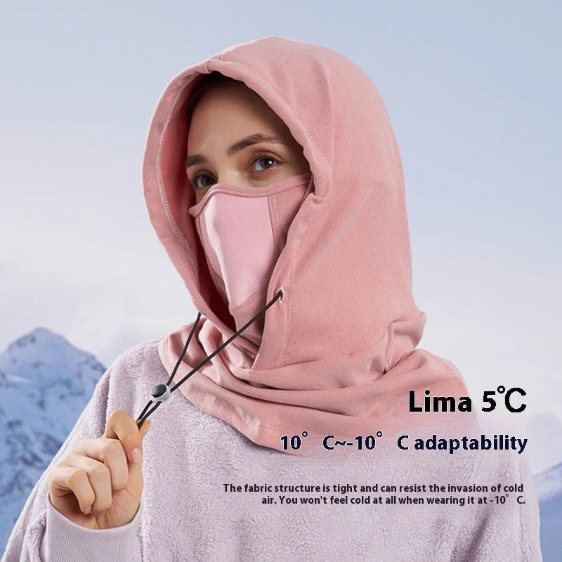Premium insulated face mask with 360-degree coverage and adjustable drawstring closure for cold weather sports and outdoor activities