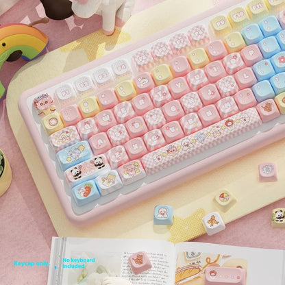 Doll anime character mechanical keyboard keycaps set with sublimation printing in colourful designs