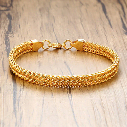 18K gold plated titanium steel hemp flower bracelet for men and women