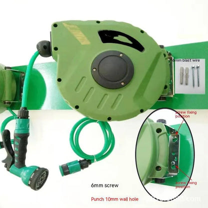 Automatic retractable hose reel with 10 metre PVC water pipe for car washing and garden watering