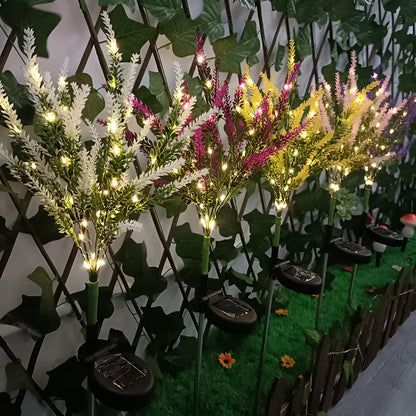 Solar garden LED floor lamp with flower shape, 74cm tall, in lavender colour option