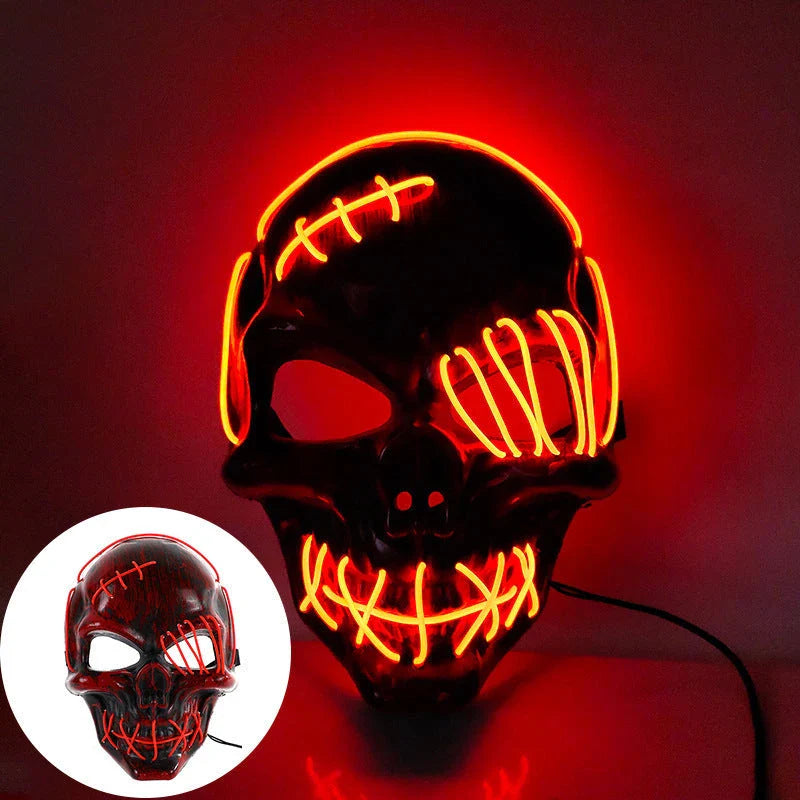 Frightening one-eyed pirate mask with glowing LED lights, perfect for Halloween parties and celebrations