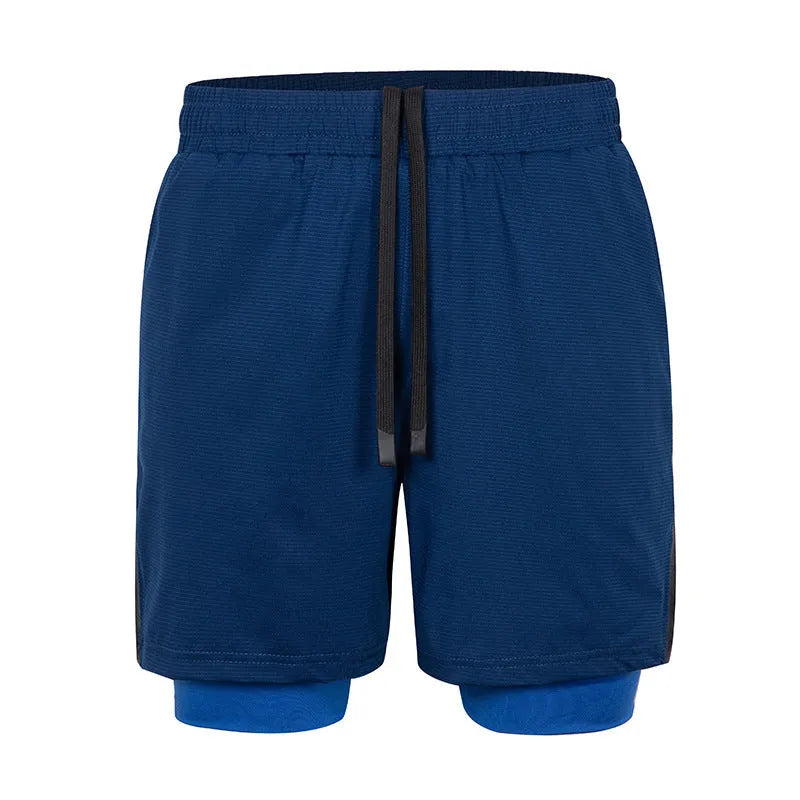 Men's small plaid quick-dry sports shorts in polyester, shown in multiple colours including army green and fluorescent yellow.