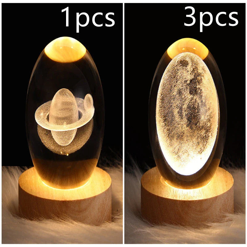Enchanting galaxy crystal ball night light with 3D pattern, creating a mesmerizing celestial display for bedroom decor