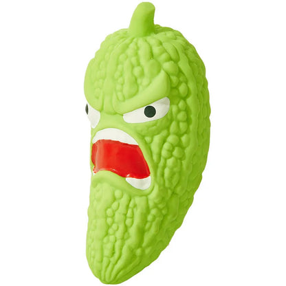 Bitter melon and chilli shaped dog toys with textured surfaces for tooth cleaning