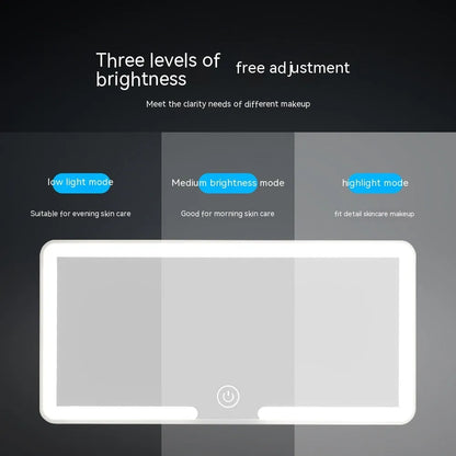 Automotive LED makeup mirror mounted on a car sun visor, showing its slim profile and large reflective surface.