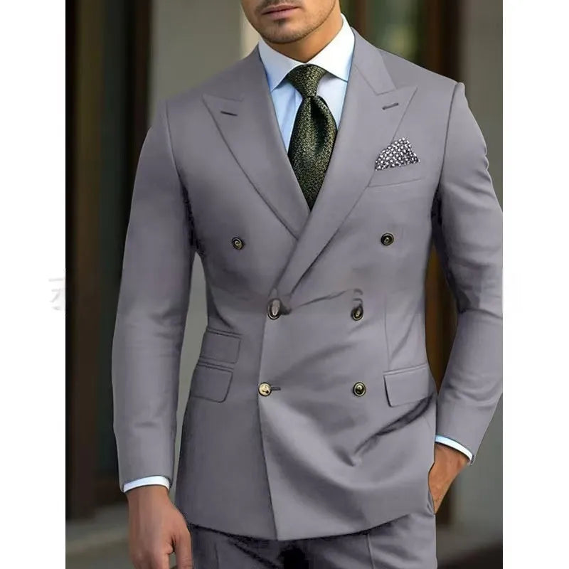 Men's two-piece suit set in cotton blend fabric available in five colours and twelve sizes