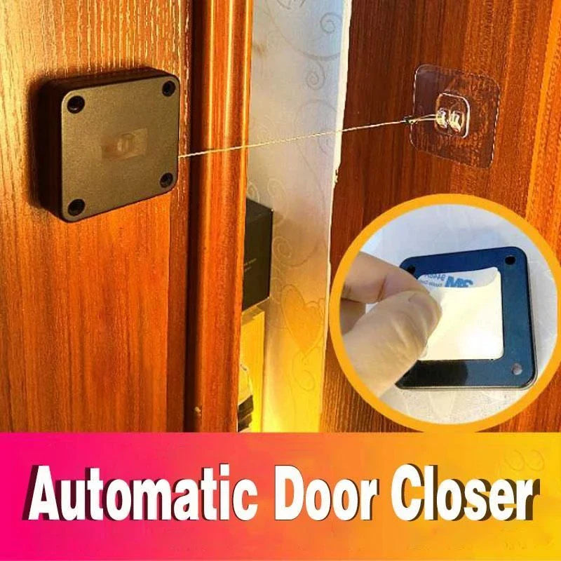 Automatic door closer with soft close feature for sliding doors, glass doors, and other door types up to 1000g in weight