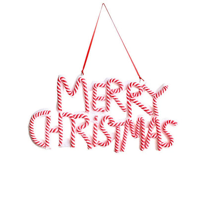 Christmas letter plate pendant ornament in red and white or red white green plastic for tree display
