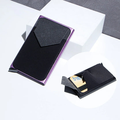 Aluminium alloy anti-theft credit card holder with lycra cloth strap in multiple colours