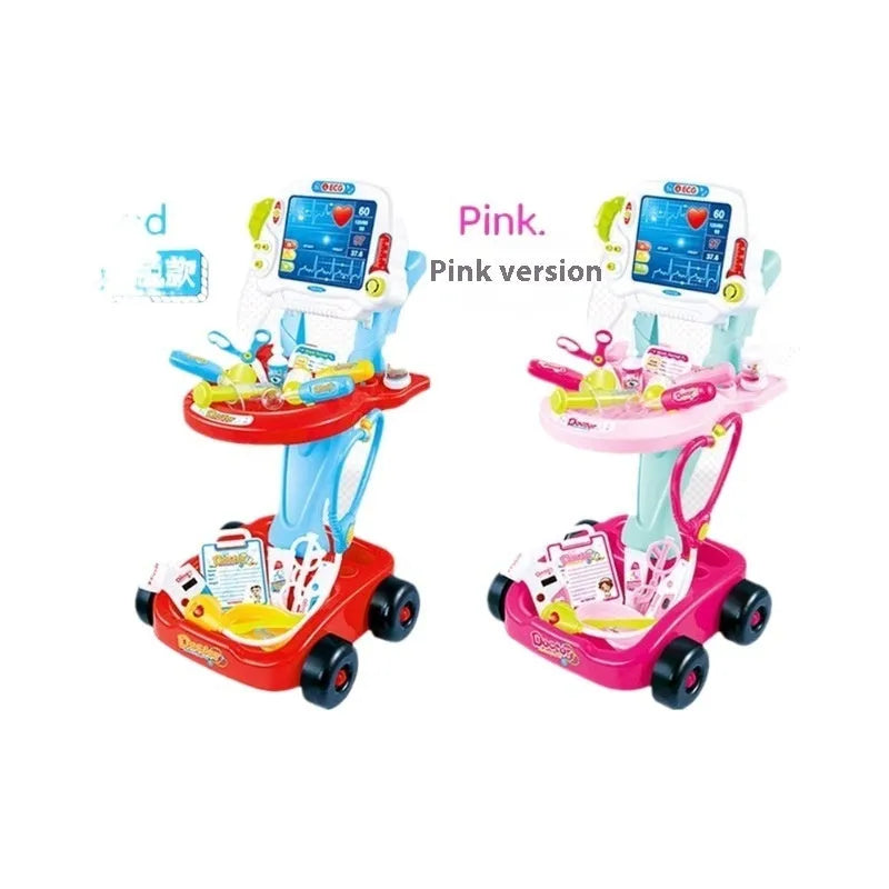 Pink children's simulation medicine box toy with ECG monitor and plastic construction, 1.4kg