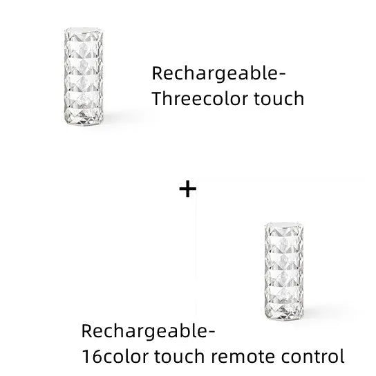 LED rose diamond table lamp with touch switch and three-colour light modes on a wooden table