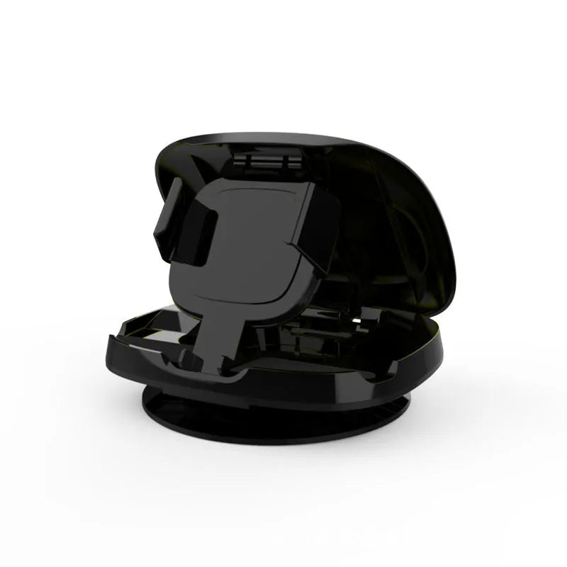 Black plastic rotating suction cup car navigator bracket mounted on a car windscreen