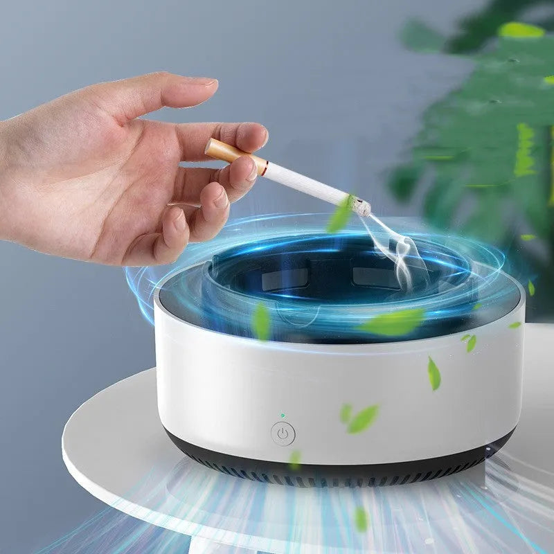 Portable automatic air purifier ashtray with negative ion technology for smoke removal